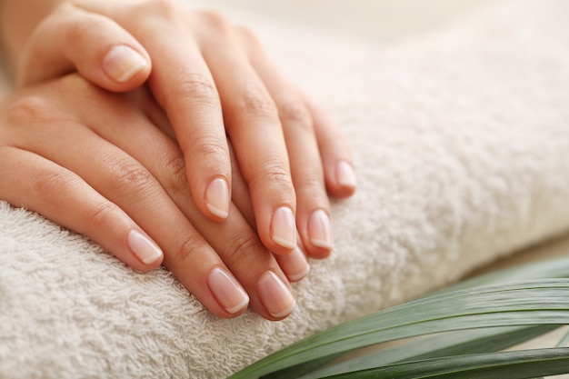 Bare feet and hands. Pedicure and manicure concept