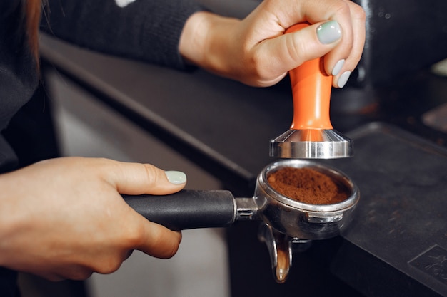 Barista cafe making coffee preparation service concept