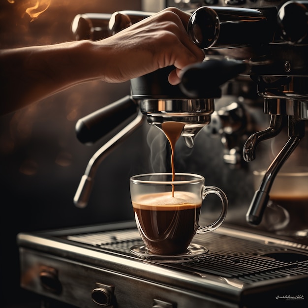 Barista making a cup of coffee