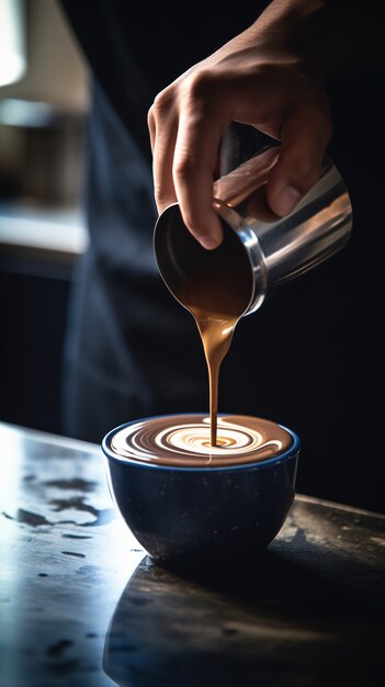 Barista making a cup of coffee