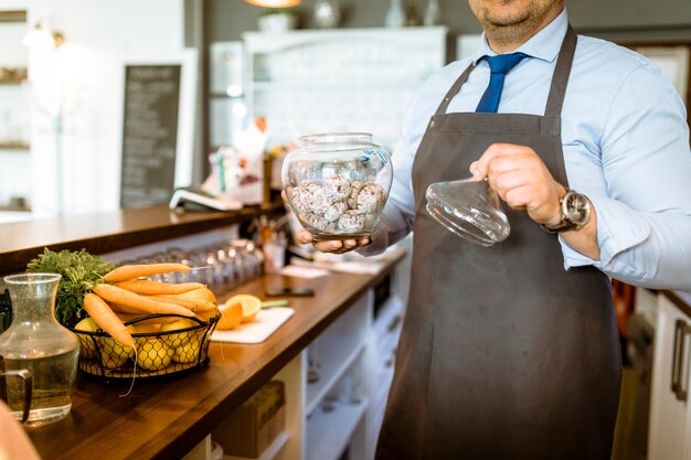 Barman with fruits