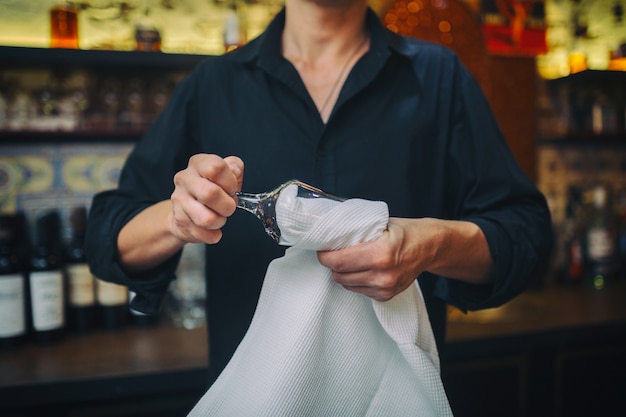 Barman at work in the pub