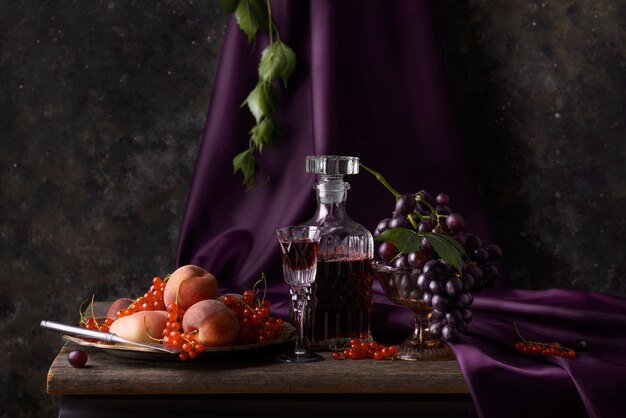 Baroque style with delicious fruits and drink