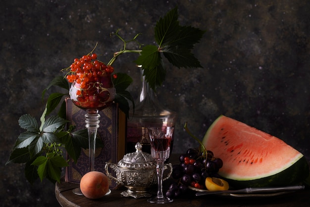 Baroque style with tasty fruits assortment