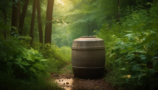Barrel of wine harvested from rural winery generated by AI