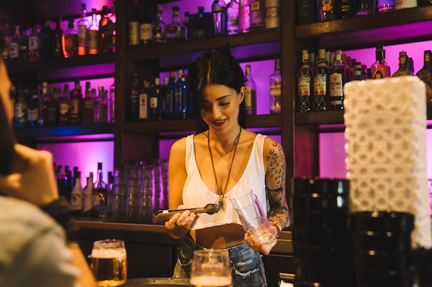 Bartender preparing drink