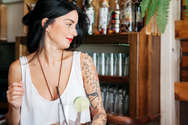 Bartender with tattoo
