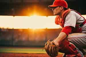 Free photo baseball player on the field during a match