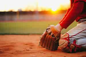 Free photo baseball player on the field during a match