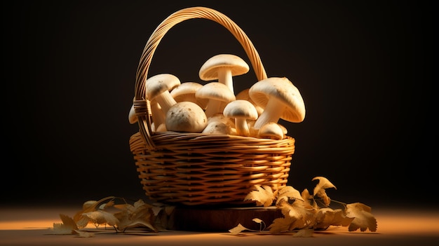 Free photo a basket of mushrooms