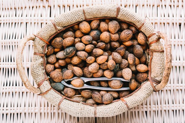 Basket of nuts in shells