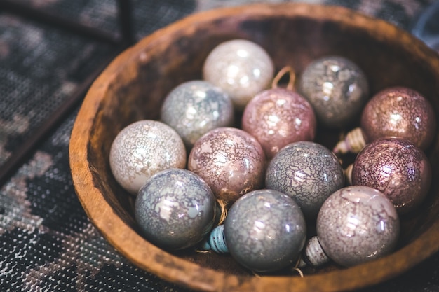 Basket with christmas balls