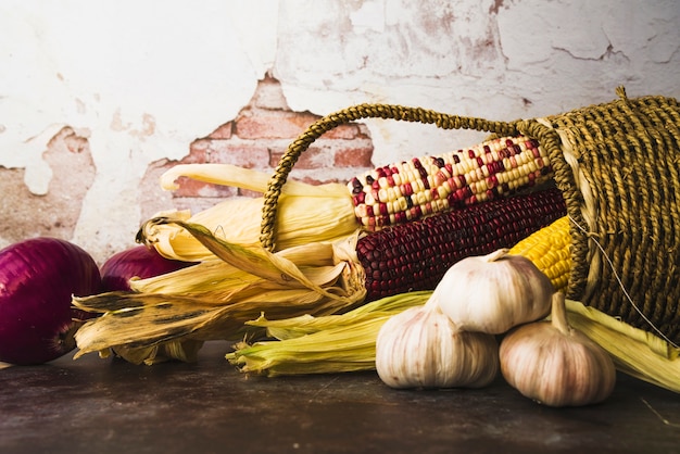 Basket with different vegetables