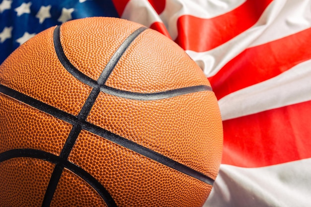 Basketball on american flag