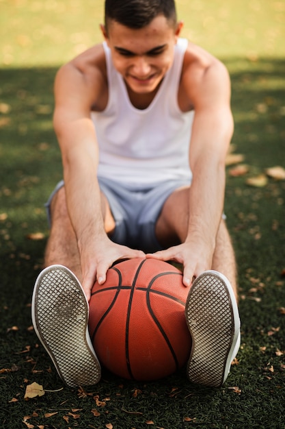 Basketball athlete stretching front view