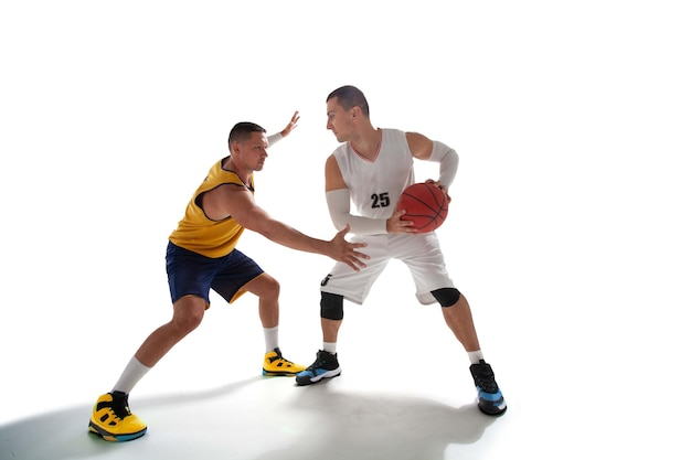 Basketball players on big professional arena during the game