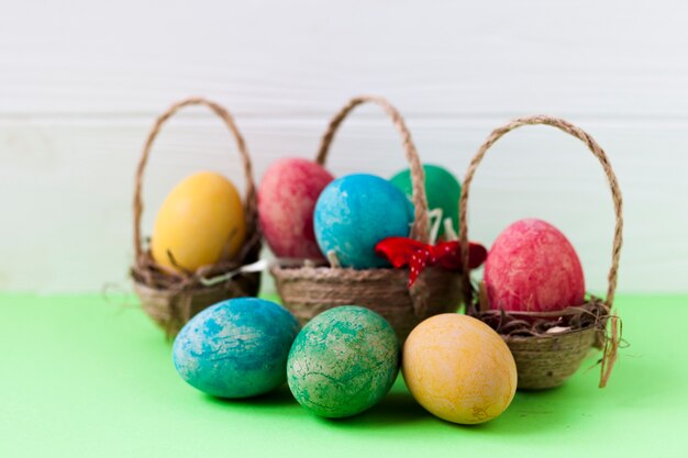 Baskets with eggs