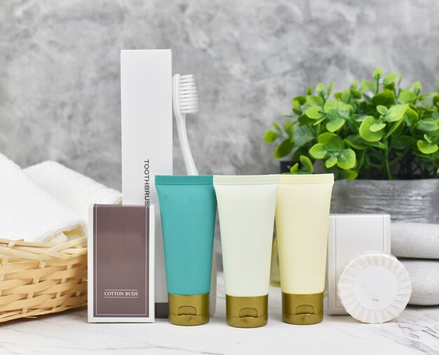 Download Premium Photo Bath Amenities On A Marble Table