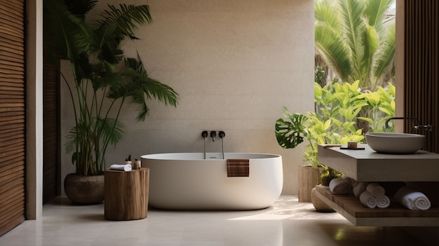 브라질 민속 디자인 으로 장식 된 욕실