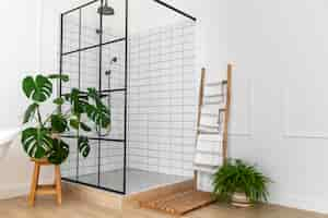 Free photo bathroom interior design with shower