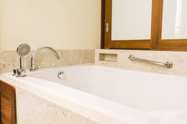 Bathtub decoration in bathroom interior