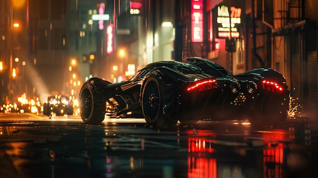 ネオンライトを搭載したバットモビルのコンセプトカー