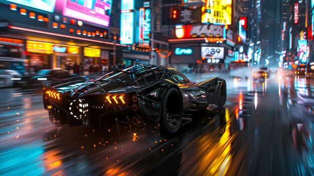 ネオンライトを搭載したバットモバイルコンセプトカー