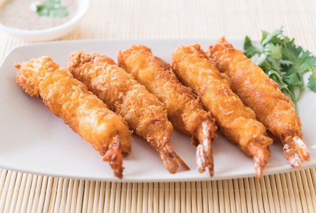 batter-fried prawns on table