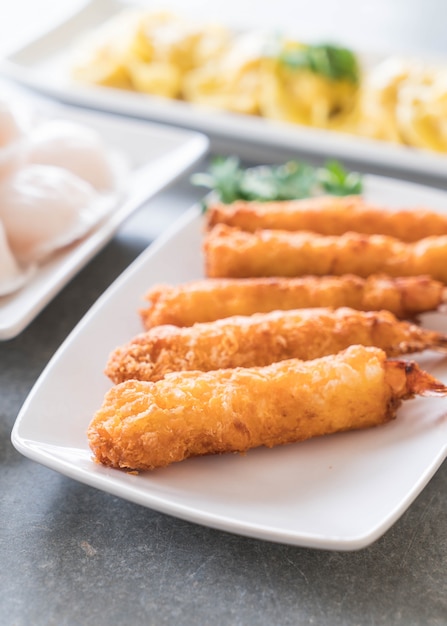 batter-fried prawns on table