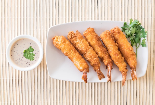 batter-fried prawns on table