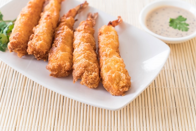 batter-fried prawns on table