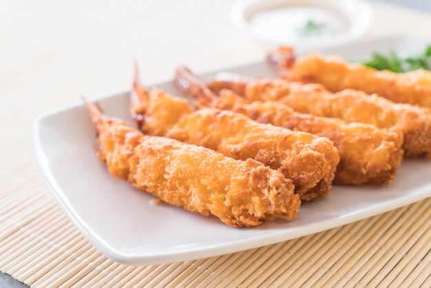 batter-fried prawns on table