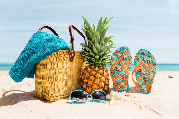 Beach background with beach elements