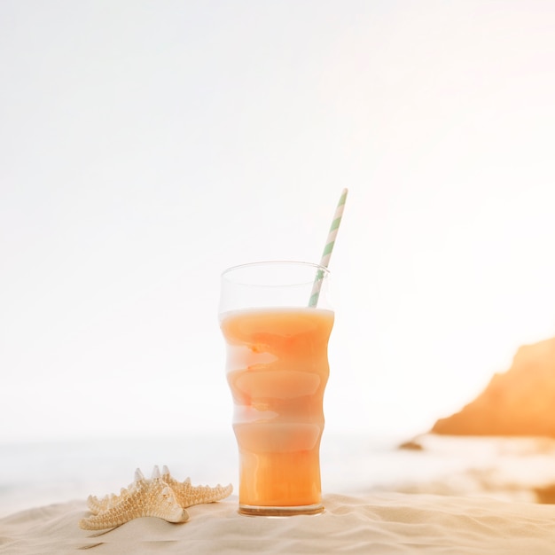 Beach background with cocktail