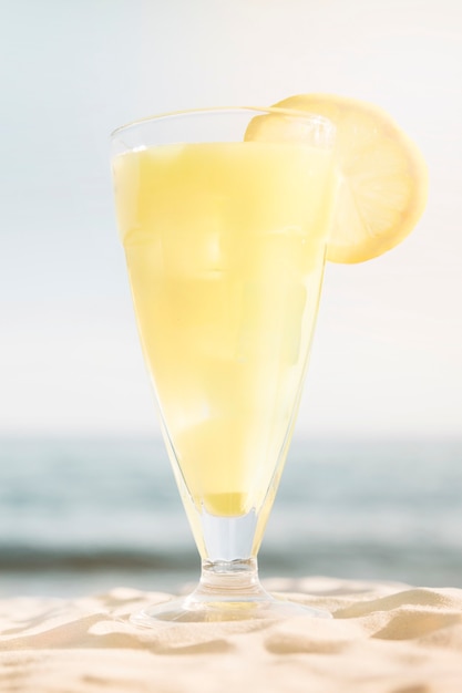 Beach background with cocktail