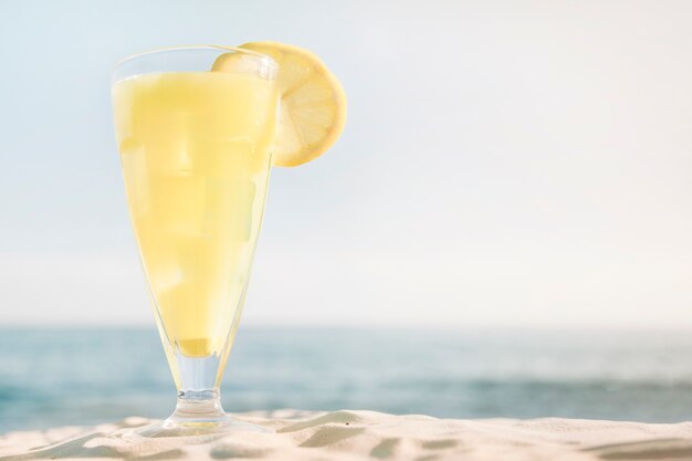 Beach background with fresh cocktail