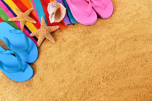 Beach equipment on the sand