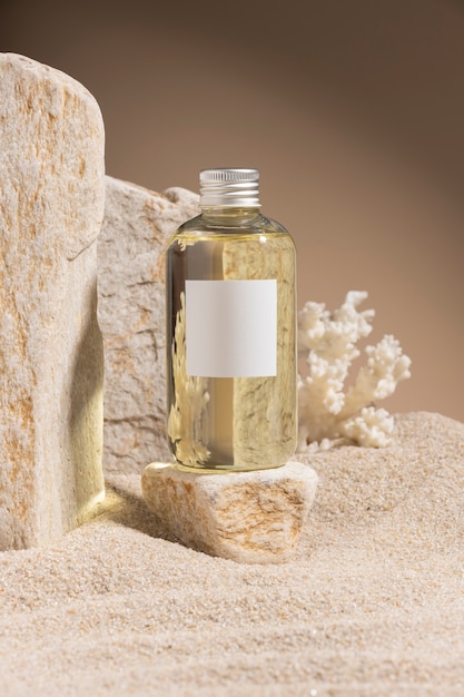 Free photo beach skincare product still life