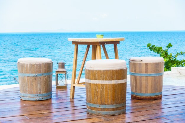 beach table nobody water sky