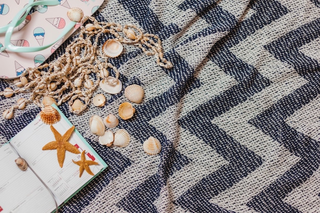 Beach towel with calendar and summer elements