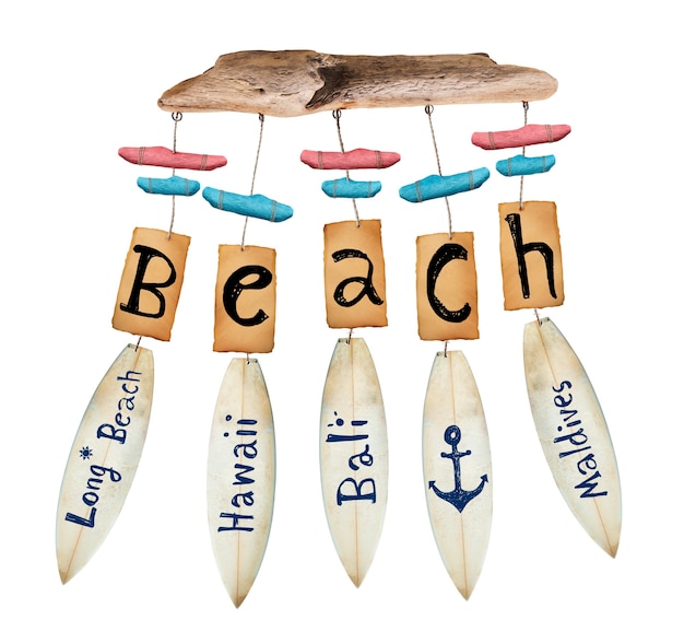 Free photo beach wind chime on white background