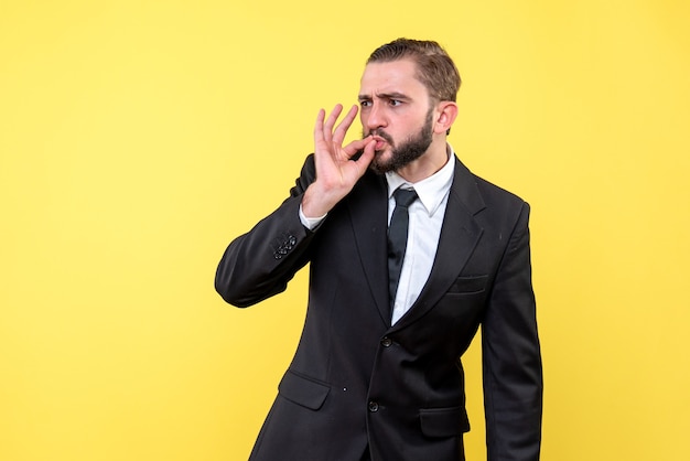 Bearded man manager showing perfect gesture