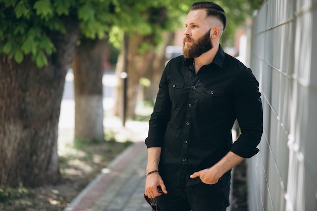 Bearded man in park