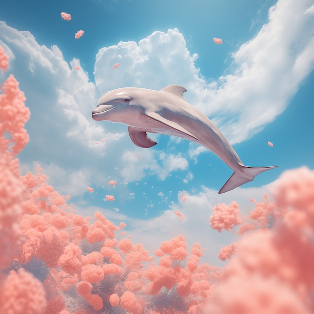 Free photo beautiful 3d dolphin