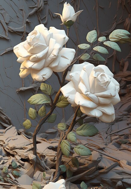 美しい3Dのバラの花の配置