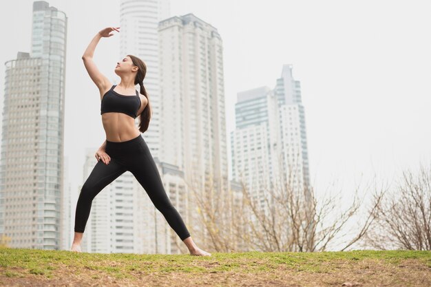 Beautiful adult woman exercising