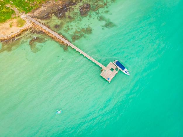 Beautiful Aerial view of beach and sea