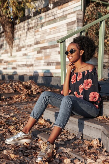 Beautiful african woman looking away