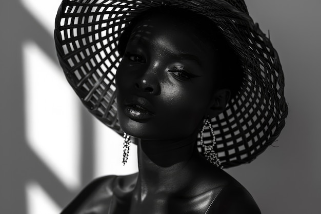 Free photo beautiful african woman monochrome portrait