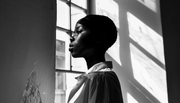 Free photo beautiful african woman monochrome portrait